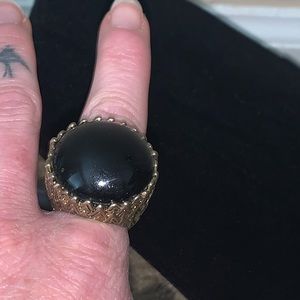 ⭐️ Large black stone statement knocker ring festival hippy